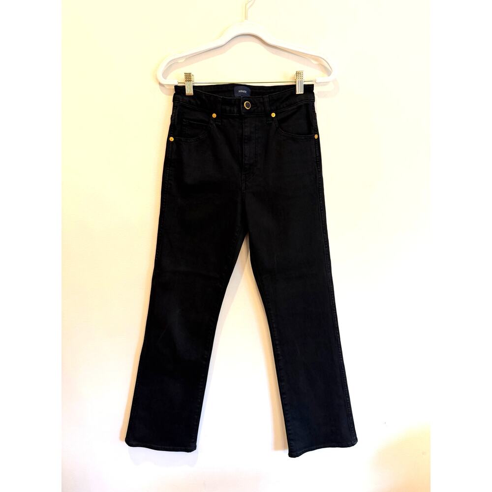 KHAITE Vivian Stretch Jeans Carlyle Black Size 26 Straight Leg Excellent - Picture 2 of 10